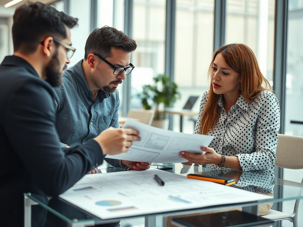 A close up of a designer discussing project requirements with